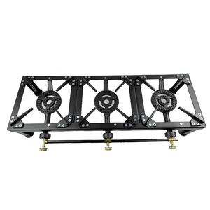 Réchaud de camping à trois brûleurs en fonte au GPL, cuisinière à gaz butane, réchaud de campagne à 3 brûleurs, barbecue portable - Product Image 1