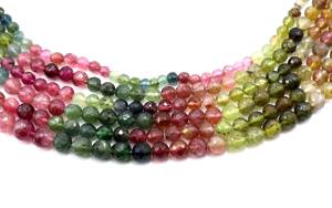 Cuentas de forma redonda facetadas de turmalina múltiple Cuentas de piedras preciosas de turmalina multicolor natural Tamaño 4MM Aproximadamente 10 pulgadas - Product Image 6
