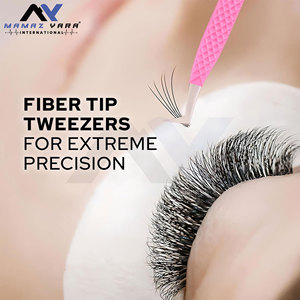 Pinzas profesionales para extensiones de pestañas, pinzas de extensión de pestañas de precisión con punta de fibra, pestañas personalizadas de acero japonés - Product Image 5