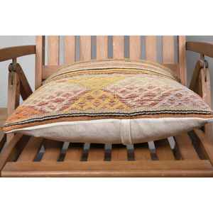 18x18 Inch <b>Beige</b> Kilim Wool Pillow Luxury Vintage Fluffy Pattern with Rustic Leaves Woven Decorative Accent <b>Cushion</b> - Product Image 5