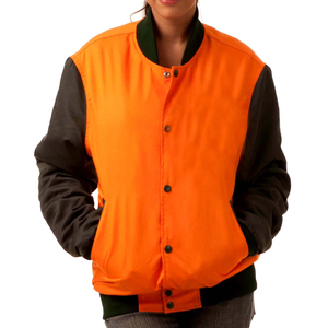 Chaqueta Universitaria Personalizable de Alta Calidad para Mujer, Transpirable, con Bordado Chenille, Diseño de Béisbol, Algodón Crudo y Nailon - Product Image 6