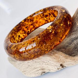 Bracelet en ambre naturel, ambre cognac; Bracelet en ambre doré, forme ronde, lisse et poli, naturel - Product Image 2