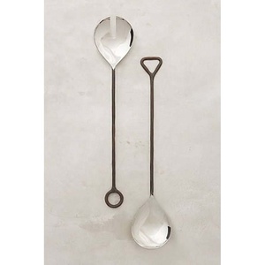 Ensemble de cuillères et de fourchettes en céramique avec manche en céramique, design cuillère et fourchette dorées, plusieurs autres couleurs disponibles, pour servir la soupe, la salade, le café - Product Image 3