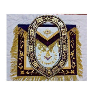 Delantal Masónico de Gran Logia para Maestro Pasado con Cadena para el Collar, Terciopelo Morado Bordado, Logia Azul de la Alta Magistería, Maestro de Mano 2026 - Product Image 1