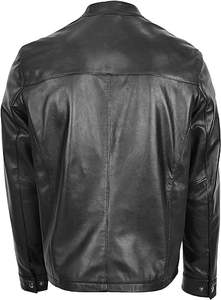 Veste classique en cuir véritable avec fermeture éclair pour hommes Paul à col montant, veste en cuir d'agneau nappa souple pour hommes - Product Image 4