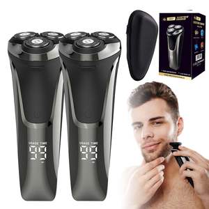 Afeitadora Eléctrica Rotativa Inalámbrica, Silenciosa e Impermeable para Hombre, Recargable por USB, Uso en Seco/Húmedo, Lavable - 2 Piezas - Product Image 2