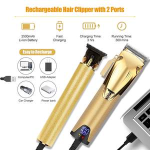 Tondeuse à cheveux sans fil professionnelle pour hommes, rasoir électrique en acier inoxydable, 6000 tr/min, écran LED, batterie, alimentation USB, tondeuse à barbe - Product Image 3