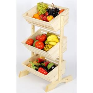 Plateau à étages en bois octogonal vintage, grand panier à fruits à 3 niveaux, organisateur, présentoir décoratif pour desserts, buffet et décoration intérieure - Product Image 5