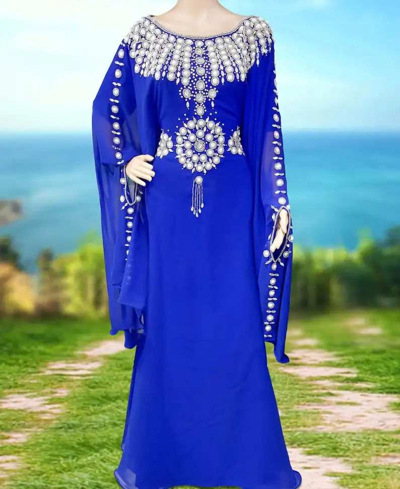 Vestido musulmán marroquí, ropa floral islámica para boda, jalabiya para mujeres