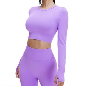 Cremallera de secado rápido Atlético gran oferta Fitness ropa deportiva conjunto de cremallera cuello alto manga larga Yoga alta calidad mujeres deportes - Product Image 5