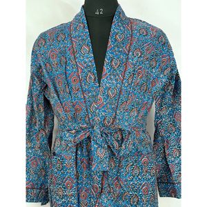 Robe de chambre décontractée pour homme, en coton et soie, style kimono, avec motif floral persan imprimé à la main, douce et confortable, par [Nom de la marque] - Product Image 2