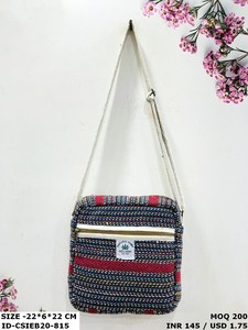 Diseñador de cáñamo hecho a mano de algodón Unisex Sling Bags Ecológico Sostenible Elegante Handloom Artesanía para uso nocturno - Product Image 2