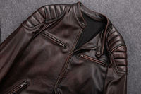 Vestes en cuir sur mesure de qualité supérieure, 100% cuir véritable, veste tendance d'automne avec col montant, logo en tissu sur le devant