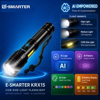 Lampe torche LED E-SMARTER KRX15 COB avec lumière latérale, en alliage d'aluminium, rechargeable par USB-C, IP55, pour inspection au travail