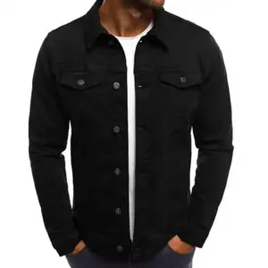 Veste en jean personnalisée sans capuche pour homme avec logo sur le devant, style vintage, tissu respirant 100% coton - Product Image 5