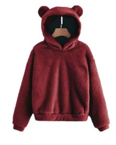 Sudadera con capucha extragrande para mujer, estilo casual de invierno, de poliéster grueso con forro polar, bordado de letras, estilo holgado. - Product Image 4