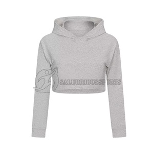 High Quality Customized Women's <b>Winter</b> Crop <b>Top</b> Hoodie Casual Pullover Streetwear Washed Techniques Hooded Collar - Product Image 4