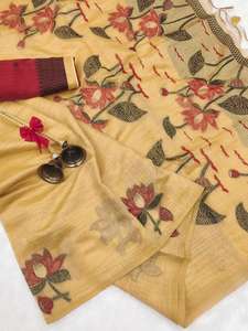 Pichwai Lotus tejido Muga algodón Sari amantes de la moda diseñador indio último tradicional fiesta elegante Festival Ropa Étnica mujeres - Product Image 2