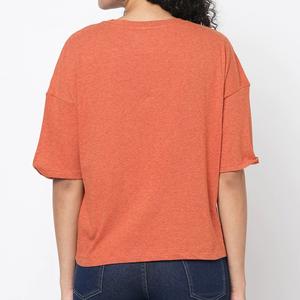 Camiseta de algodón 100% con cuello redondo para mujer, camiseta de media manga con Logo personalizado, camiseta lisa para mujer, ropa para mujer fabricada en China - Product Image 4