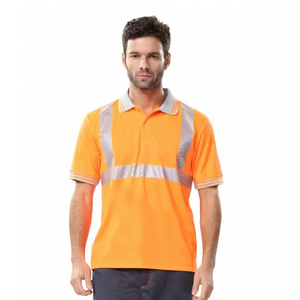 Polo DE SEGURIDAD Hi Viz Ropa reflectante de secado rápido de alta visibilidad con cinta reflectante de trabajo nocturno Logotipo personalizable - Product Image 1