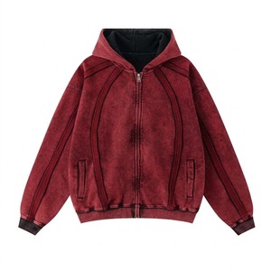 High Quality Zip Hoodie Custom Panelled Raw Edge Seam Heavy Cotton <b>Fleece</b> Regular Fit <b>Lined</b> Windproof Breathable <b>Sweatshirts</b> - Product Image 5