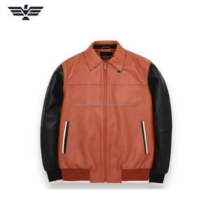 Chaqueta Bomber de Piel de Oveja Blanca para Hombre, Diseño Único, Cuello Alto, Invierno, Ribete en Contraste, Premium, Streetwear, Cierre Frontal con Cremallera, Logotipo, Piel Sintética - Product Image 2