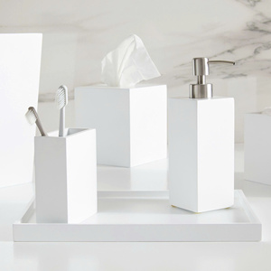 Ensemble d'accessoires de salle de bain en laque de luxe minimaliste, finition brillante moderne, blanc pur pour hôtel, restaurant, villa, séjour - Product Image 5