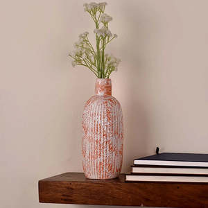 Jarrón de Cerámica Bohemio, Color Naranja, Marrón y Azul, Hecho a Mano, Moderno, Versátil, de Bajo Mantenimiento, con Motivo Intrincado - Product Image 4