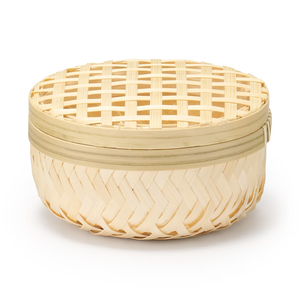 Handmade Eco-Friendly Bamboo <b>Basket</b> with Lid-Kitchen Storage Multifunction Design <b>Large</b> Capacity - Product Image 1