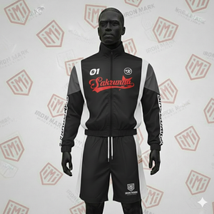 Ensemble de survêtement coupe-vent en coton épais pour homme, 2 pièces, streetwear, été - Product Image 3