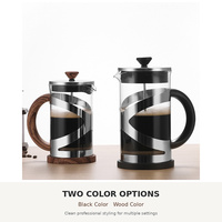 Cafetière à piston en verre borosilicate de haute qualité, 350ML, 600ML, 1000ML, avec filtre en acier inoxydable, pour café et thé, vente en gros