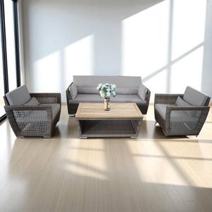 PRSF- 007 Juego de sofá de mimbre para comedor y ocio al aire libre con marco de aluminio para áreas de jardín, hotel y playa - Product Image 1