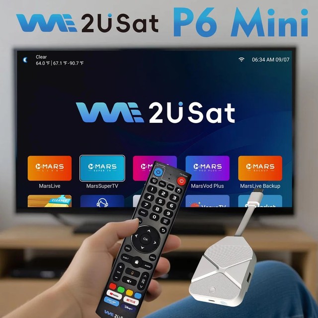 2026 We2USat P6 Mini Android TV Stick Home Entertainment S905Y4 Media Player Android 14 4GB 64GB 4K Quad Core Widevine L1 Wifi6