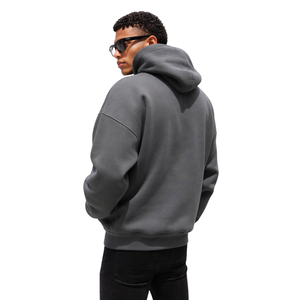 <b>Mens</b> Steel Grey Oversized Hoodie <b>Pullover</b> 50% Cotton 50% Polyester Drop Shoulder Streetwear Relaxed Fit Winter Sweatshirt - Product Image 3