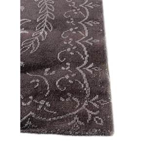 Tapis rectangulaire Azalea gris et noir en laine et soie noué à la main, motif floral et abstrait, pour couloir et pièces - Pae-6173 - Product Image 4