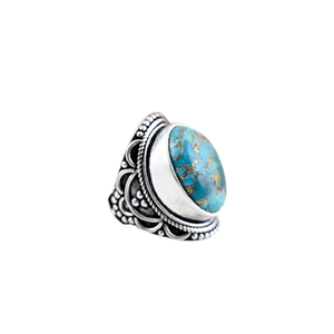 Anillo de piedras preciosas turquesas para mujer, joyería de estilo bohemio de plata, anillo hecho a mano de tendencia de Plata de Ley 925, regalo para ella - Product Image 1