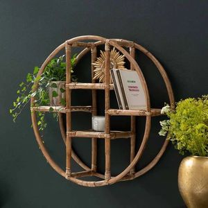 Meilleure vente Étagères murales rondes en rotin de style basique fabriquées au Vietnam Conception décorative intérieure en rotin en bois KT02 - Product Image 2