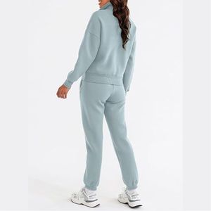 Ensemble de survêtement décontracté d'hiver pour femmes, veste et pantalon en polyester léger coupe-vent avec option de logo personnalisé - Product Image 2