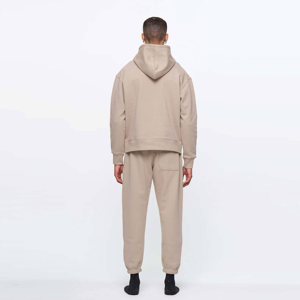 Survêtement en molleton 100% coton confortable et confortable de qualité supérieure pour hommes, ensemble de jogging à capuche gris, grande taille pour la superposition d'hiver - Product Image 2