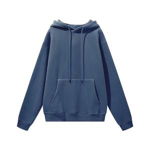 Good Quality Zip Hooded <b>Men's</b> Sweatshirt <b>Navy</b> Blue Cotton Casual Street Wear Loose Winter Solid Color Embroidered Customizable - Product Image 1