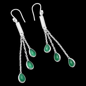 925 solide argent Sterling vert Onyx pierres précieuses Spinner boucles d'oreilles pour femmes cadeau de mariage filles bijoux boucles d'oreilles en argent bijoux - Product Image 2