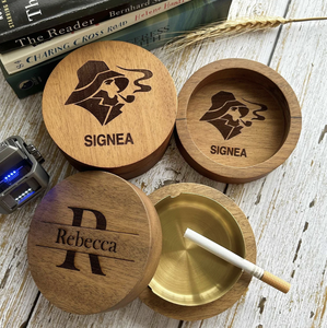 Custom <b>Portable</b> Ash Tray Creative Wooden Cigar <b>Ashtray</b> for Indoor and Outdoor Use Decorative and Practical from India - Product Image 5