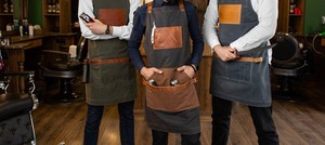 ผ้ากันเปื้อนผ้าใบหนังสำหรับห้องครัวสำหรับผู้หญิงผู้ชายเชฟสไตลิสผ้ากันเปื้อนย่างร้านอาหารบาร์ร้านคาเฟ่ AAA-0060ความงาม - Product Image 4