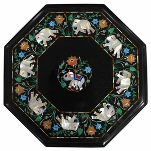 Green Marble Stone Mother Pearl Inlay Handmade Customized Valentine's Day Folk Art Flower Tabletop Luxury Love Model Inlay - Product Image 1