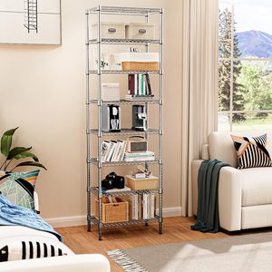 MZG Premium Adjustable 8 Tier Storage <b>Rack</b> Metal Wire Shelving Unit Shelf Organizer for Kitchen Pantry Basement Utility Room - Product Image 6