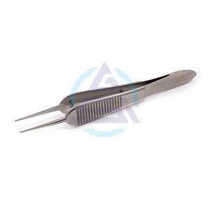 Pince à suturer chirurgicale Sauer 1x2 dents coudées, pince de fixation ophtalmique, pince de microchirurgie - Product Image 1
