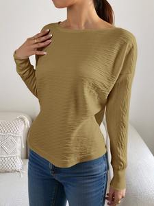 NUEVO SUETER2025 Blusa de cuello palabta de honor y manga murcielago Diseno acanalado holgado Estilo unico y moderno - Product Image 2