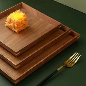 Bandeja Cuadrada de Madera Ecológica |   Plato de Acabado Natural para Restaurantes, Bodas, Ramadán |   Apto para Microondas |   OEM - Product Image 2