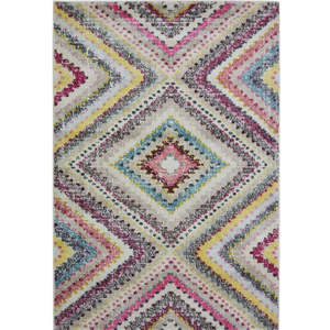 Multicolour Handmade Polyester Rectangle Diamond <b>Rug</b> for Living Room Bedroom Hallway - Product Image 1