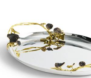 Plateau de service rond en aluminium à un seul niveau, finition polie, pour la cuisine, la vaisselle, le rangement, les bijoux, la cosmétique, la vanité, les fournitures hôtelières - Product Image 3